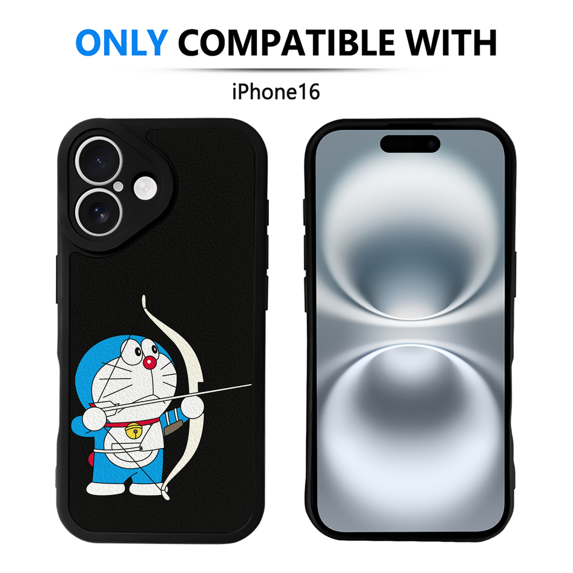 （画像用） ドラえもん Doraemon 【iPhone 16シリーズ対応】シリコンスマホケース（レザー調） 材質：シリコン